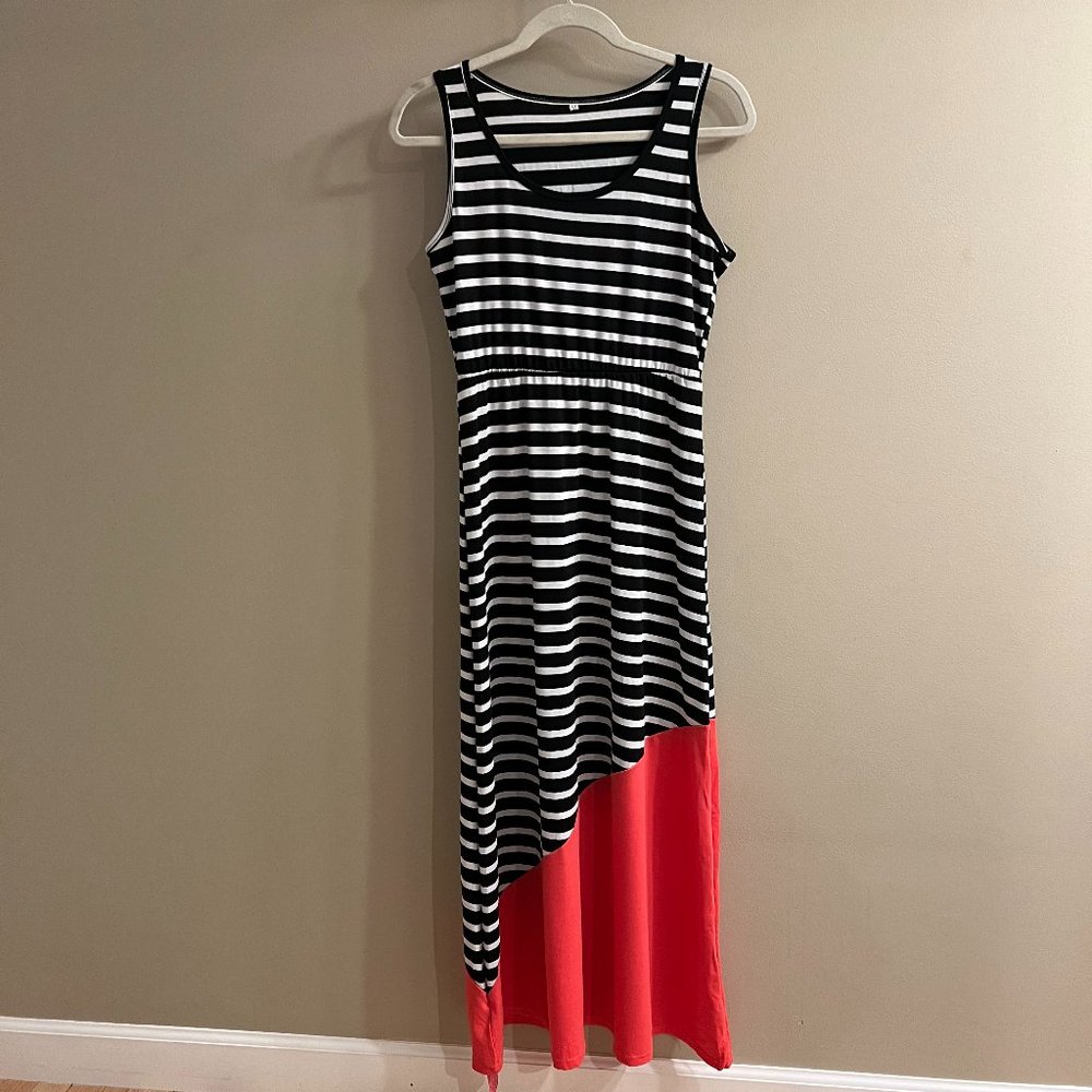 Black and white striped Maxi Dress, sizes M, L & XL